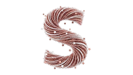 Rose Gold Glitter Letter S with Stars