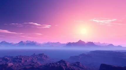 Beautiful scenery of layered hills under the gorgeous sunset.