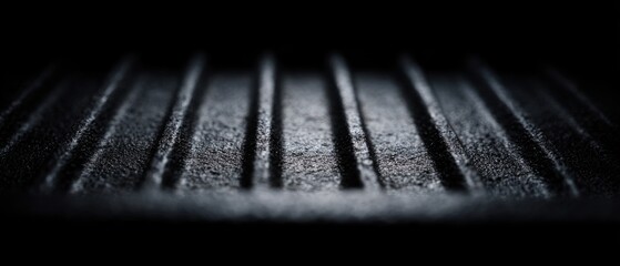 Extreme Close Up Cast Iron Grill Pan Texture with Dramatic Lighting