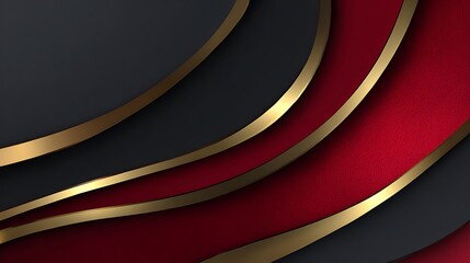 Elegant abstract background featuring dark grey, red, and gold curved layers