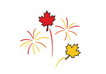 Naklejka premium Illustration of maple leaves with fireworks for Canada Day celebration 