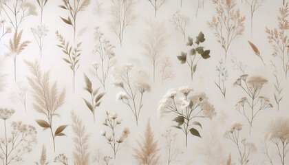 A soft beige floral seamless pattern, Ai generated image