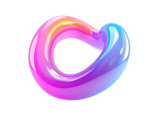 Abstract, glossy, toroidal shape with a gradient color scheme