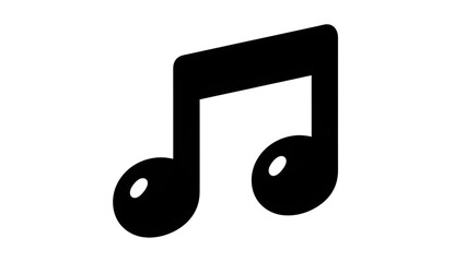 Minimalist White Musical Note Outline On Black Background