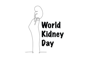 World kidney day concept one-line drawing
