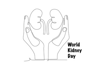 World kidney day concept one-line drawing