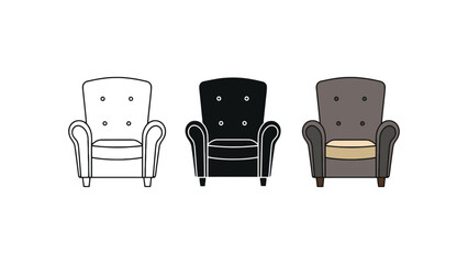 Fototapeta premium A collection of four different armchairs in various colors and styles