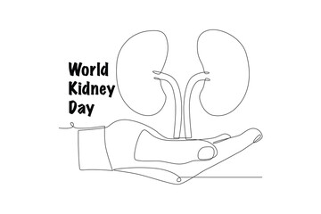 World kidney day concept one-line drawing