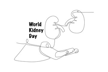 World kidney day concept one-line drawing