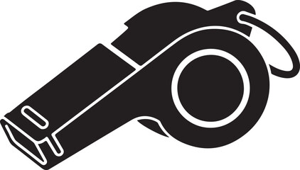 Simple and bold referee whistle silhouette symbolizing sports officiating, control, and fair play.