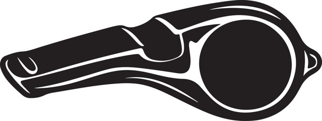 Simple and bold referee whistle silhouette symbolizing sports officiating, control, and fair play.