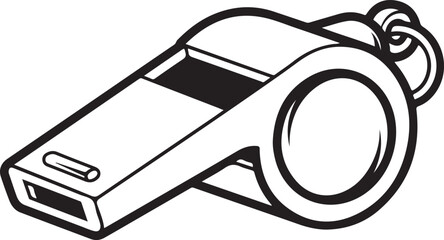Simple and bold referee whistle silhouette symbolizing sports officiating, control, and fair play.
