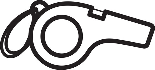 Simple and bold referee whistle silhouette symbolizing sports officiating, control, and fair play.