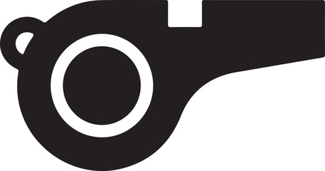 Simple and bold referee whistle silhouette symbolizing sports officiating, control, and fair play.