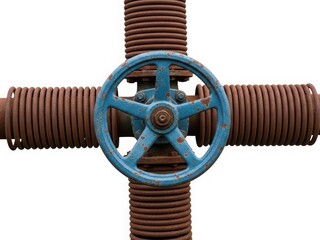 Industrial valve with blue wheel