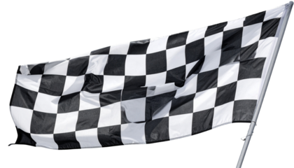 One racing checkered flag isolated on transparent or white background