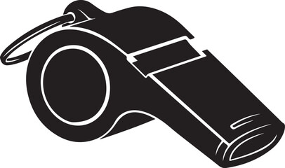 Simple and bold referee whistle silhouette symbolizing sports officiating, control, and fair play.