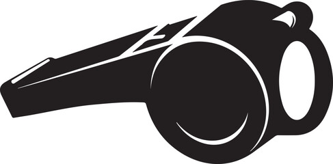 Simple and bold referee whistle silhouette symbolizing sports officiating, control, and fair play.
