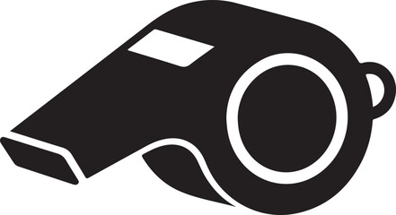 Simple and bold referee whistle silhouette symbolizing sports officiating, control, and fair play.