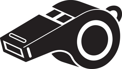 Simple and bold referee whistle silhouette symbolizing sports officiating, control, and fair play.