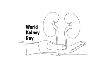 World kidney day concept one-line drawing