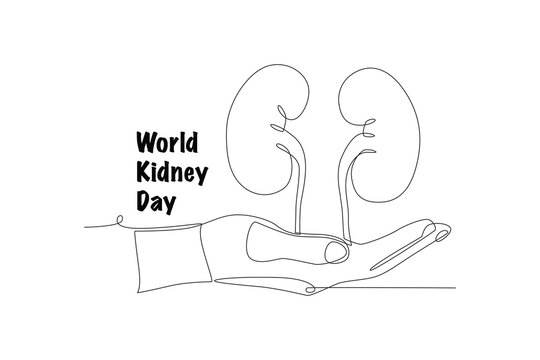 World kidney day concept one-line drawing