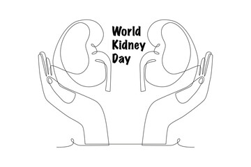 World kidney day concept one-line drawing