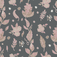 Vintage Blush Botanical Vine Pattern