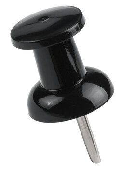 Black push pin isolated on transparent or white backgrounds