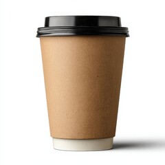 Disposable coffee cup isolated on white background, blank design, takeaway drink, mockup	