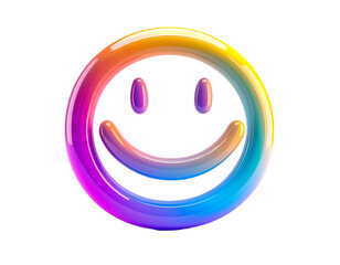 A glossy, rainbow-colored smiley face against a black background