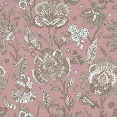 Romantic Taupe Boho Floral Pattern