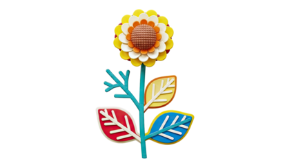 Stylized Flower with Colorful Petals and Leaves