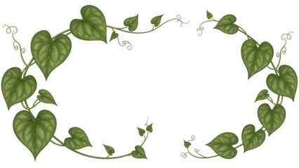 A beautiful green leafy vine wreath on a white background