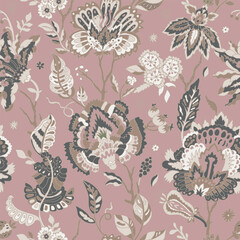 Dusty Rose Elegant Boho Floral Pattern