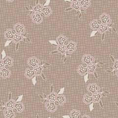 Vintage Taupe Floral Bouquet Pattern