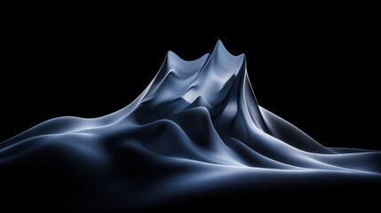 A digital rendering of a wave-like mountain range against a black background.