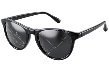 Sunglasses with cracked lenses isolated on transparent background. Damage, accident, vision problem concept.