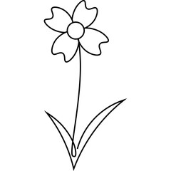 Flat Flower Line Art