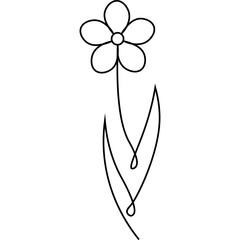 Flat Flower Line Art