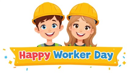 Two workers celebrating worker day