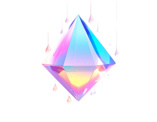 Shimmering, faceted gem with liquid droplets, isolated on black