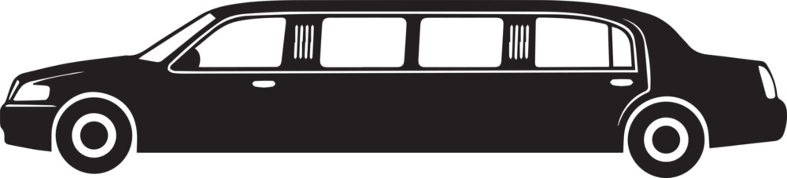 Black limousine Silhouette vector black on a white background