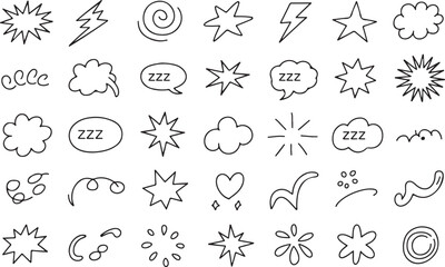 Fototapeta premium Hand Drawn Doodle Comic Elements and Decorative Shapes Pack