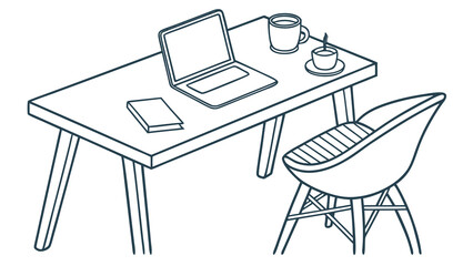 Minimal Home Office Setup With Desk Laptop And Clean