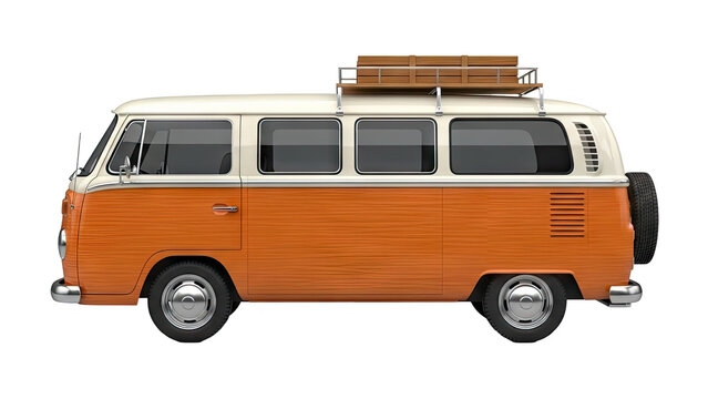 Retro Orange Volkswagen Van with Luggage Rack