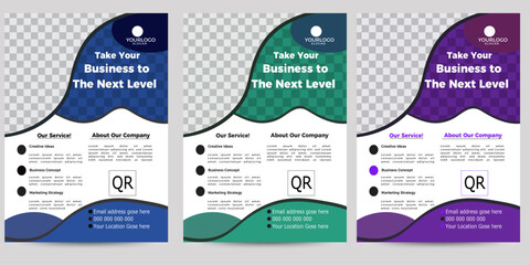 Innovative corporate flyer design collection featuring abstract shapes, a contemporary business layout and an editable vector format for professional presentation marketing