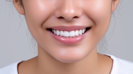 Bright smile showcased, Person with shiny teeth and beautiful smile after dental cleaning