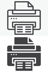 Printer icon set in different style. Line, outline and solid vector icon with editable stroke. Print sign and symbol for office, document and device icon.