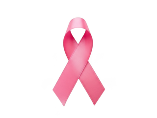 Pink ribbon symbolizing breast cancer awareness isolated on transparent background
